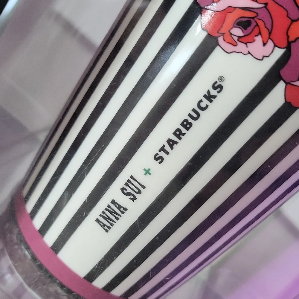 Anna Sui 2015 Starbucks Striped Floral Double Walled Tumbler w/Collector's Box